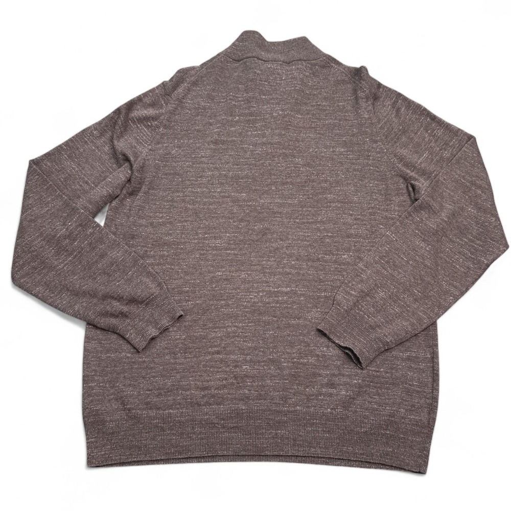 Jos A Bank 1/4 Zip Pullover Knit Sweater Mens Size XL Coffee Brown Mock Neck - Picture 2 of 12